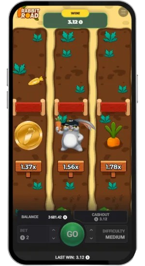 Rabbit Road App auf dem Handy